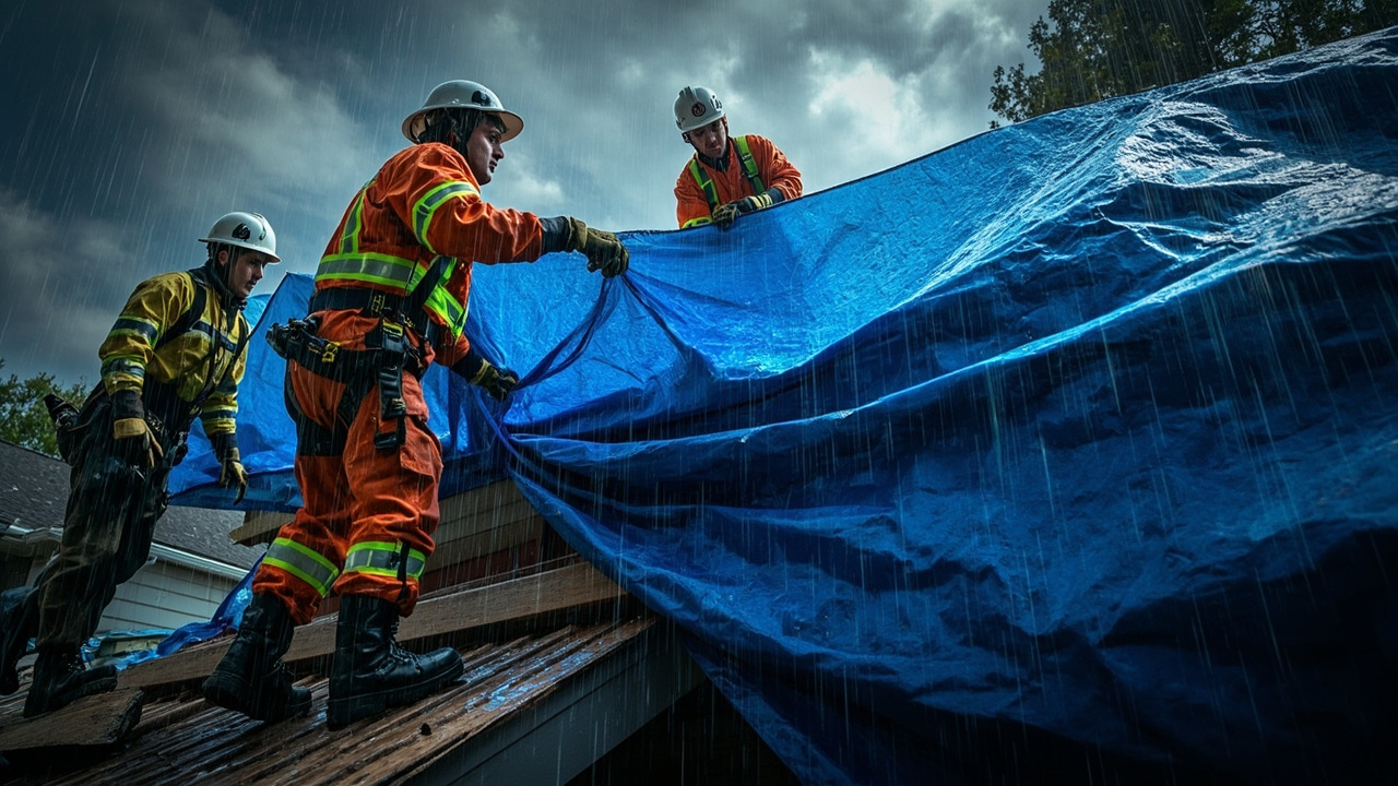Emergency Roof Leak Tarping in Riverside – 24/7 Response Within 60 Minutes