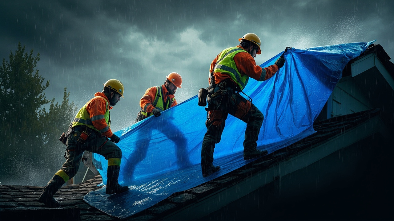 How Professional Emergency Tarping Stops Water Damage